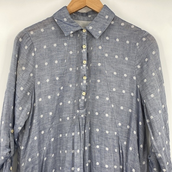 Isabella Sinclair Shirt Dress Womens Size Medium Polka Dot 100%‎ Cotton Chambray - Picture 2 of 12
